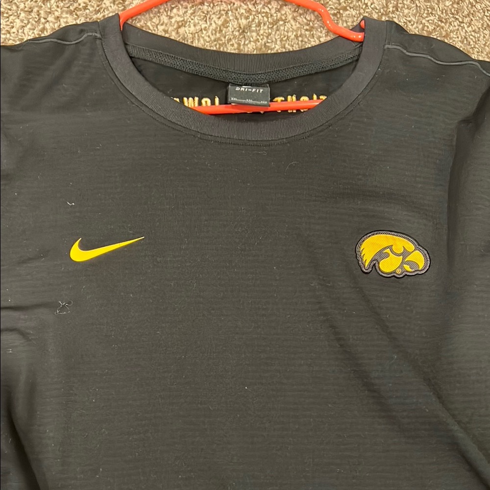 Black Nike Sports T-Shirt with Yellow Logo